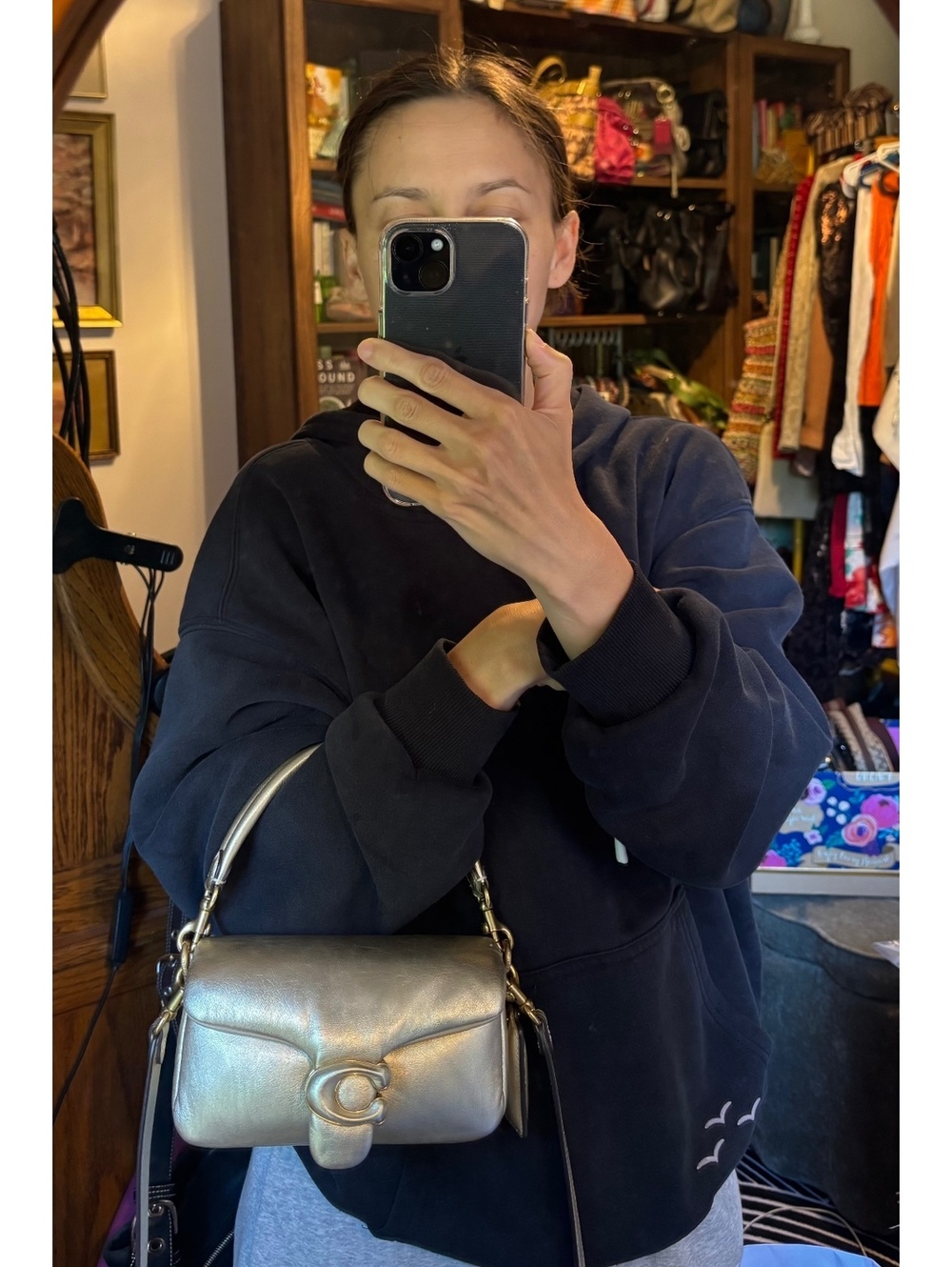Coach Pillow Tabby Shoulder Bag 18 in Metallic Soft Gold w/ Crossbody Strap! - Picture 8 of 9